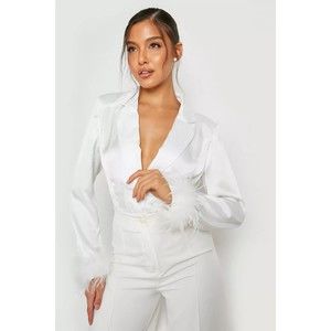 FEATHER CUFF SHIRT SHOULDER PAD BODYSUIT BOOHOO